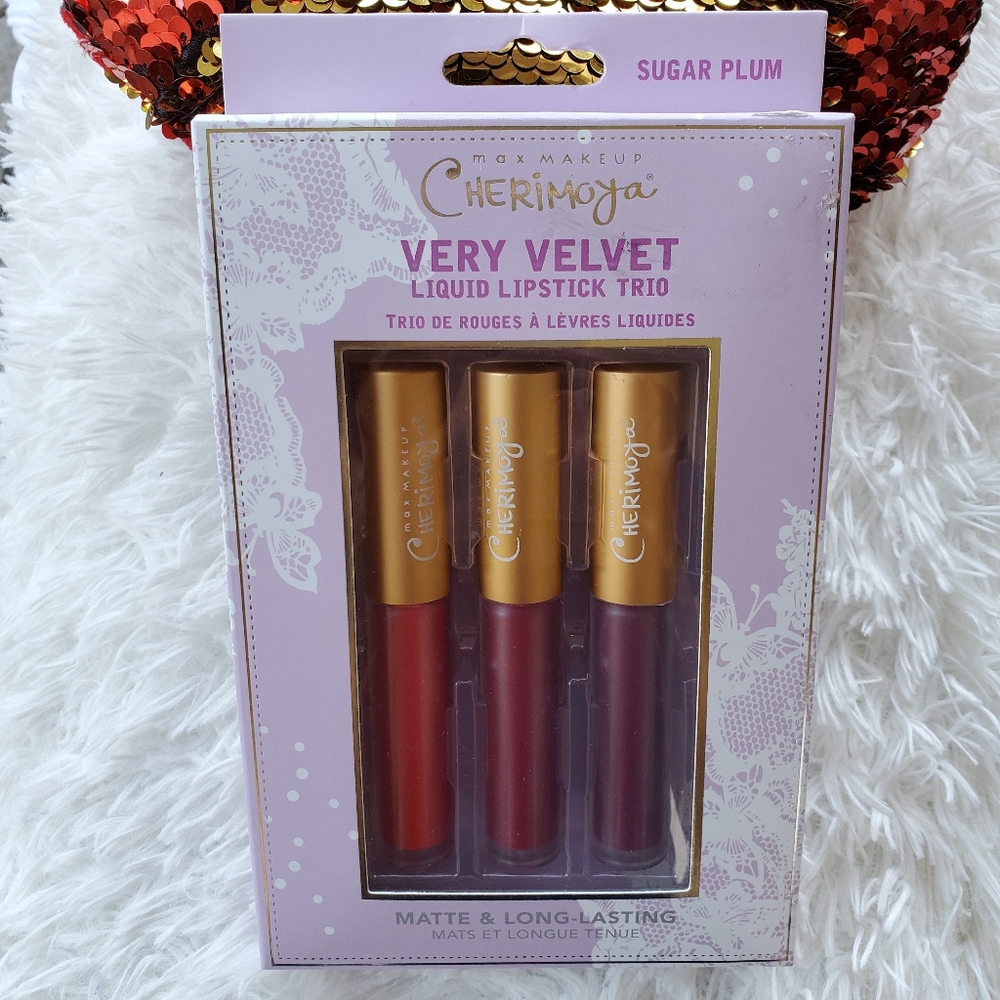 CHERIMOYA MAKEUP, liquid lipstick trio, sugar plum